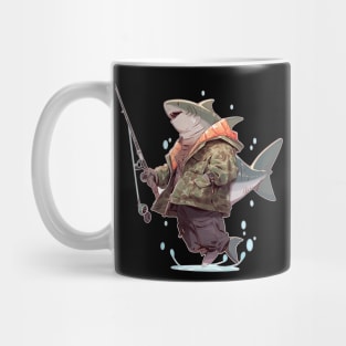 Funny Anime Shark Fisherman Mug